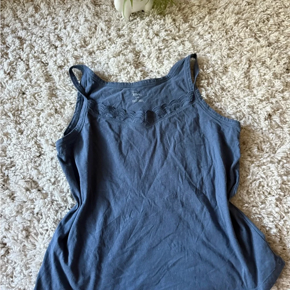 Felina Slate Blue Camisole with Lace Detail - Picture 2 of 3